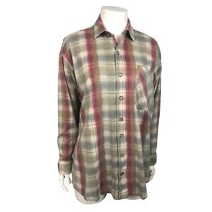 Vintage 1990s Express Shadow Plaid Flannel Shirt / Men’s Oversized Small